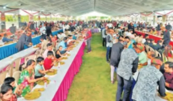 ज्यौणार में 50 हजार लोगों ने उठाया दाल-बाटी, चूरमा का लुत्फ