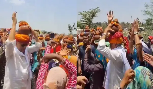 सिर पर कलश रखकर डीजे की धुन पर थिरके मंत्री किरोड़ी