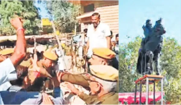 चौक में मूर्ति लगाने पर दो पक्षों में टकराव... लाठीचार्ज-पथराव